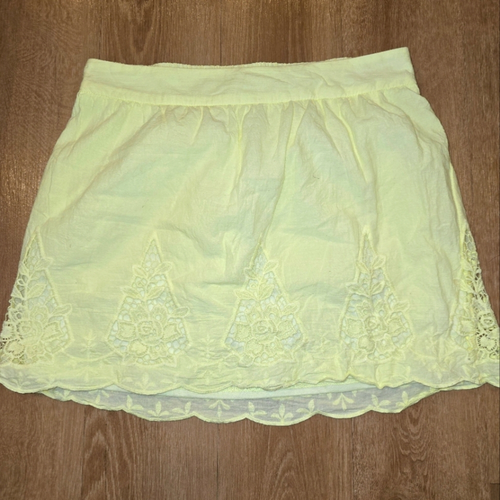 LBK Mini Skirt, Lace Skirt, Yello Embroidered Mini Skirt